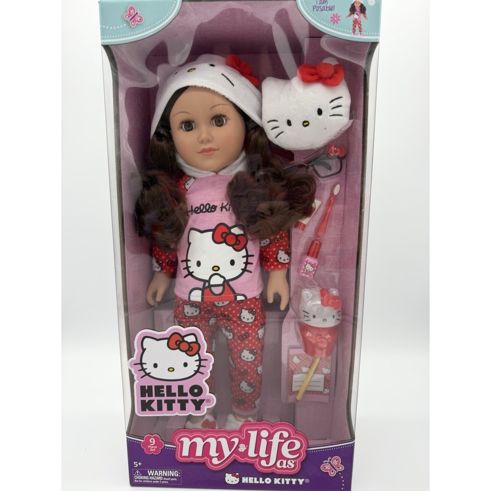 My Life As Hello Kitty Pajama Party Poseable Collector Doll Brunette NEW Sealed